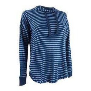 Alfani Intimates Womens Medium Striped Drawstring Hoodie Striped Pajama Top NEW